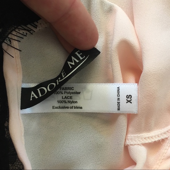 Adore Me light pink chiffon cami w black lace back - Picture 5 of 8